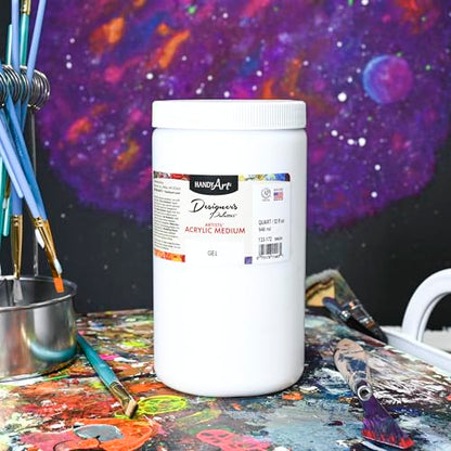 Handy Art Acrylic Gel Medium, 16 oz, Increase Viscosity, Transparent Finish | Additive for Thick Texture, Impasto Effects, & Layering, Mixes with Acrylic Paint, Certified Safe & AP Non-Toxic, Made in USA - color: Gel Medium, size: 32 Fl Oz