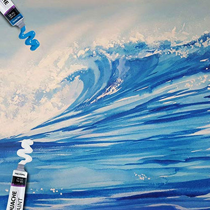 U.S. Art Supply Professional 36-Color Gouache Paint Set in Large 18ml Tubes & Color Mixing Wheel - Gouache Paint Tubes for Artists, Students, Beginners