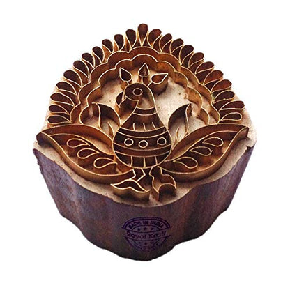 Innovative Wooden Stamp Brass Peacock Pattern Clay Printing Block BSCtag004 - size: BSCtag004