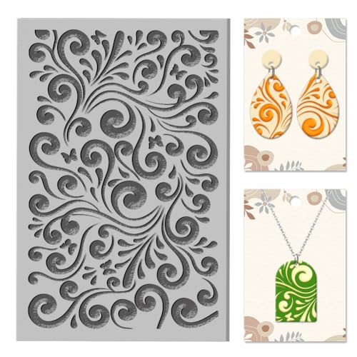 CHGCRAFT Vines Clay Texture Mat Clay Modeling Pattern Pad Vine Texture Butterflies Texture Sheets for Polymer Clay Making Earrings Jewerly Tools, 4×2.6 inch - style: Vines and Butterflies