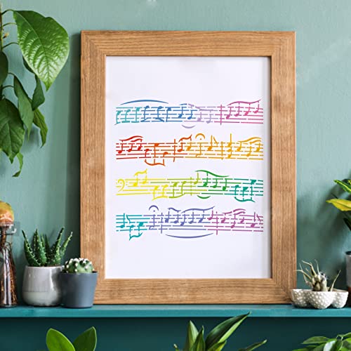FINGERINSPIRE Music Stencils Template 11.8x11.8 inch Plastic Music Notes Drawing Painting Stencils Sheet Music Square Reusable Stencils for Painting on Wood, Floor, Wall and Tile
