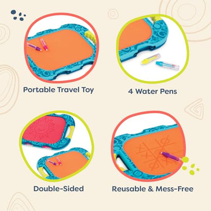 B. toys – Water Drawing Board Portable Travel Toy 4 Pens Double – Sided Board for Toddlers, Kids 18+ Months Doodler – Sea - color: Blue