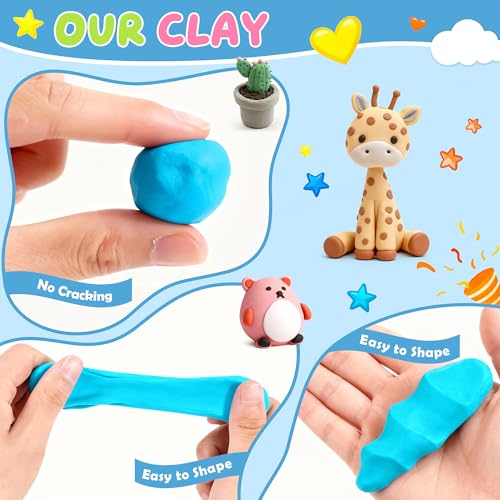 ARTpar 52 Colors Polymer Clay kit，Modeling Clay with Sculpting Tools for Starter,Oven Bake DIY Model Clay,Non-Toxic, Non-Sticky,Gift for Kids Adults - color: 50
