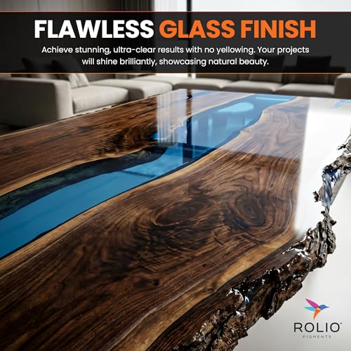 Rolio Deep Pour Epoxy Resin 51 Oz Crystal Clear - Easy to Mix Self Leveling Kit 2:1 Ratio Fast Cure Ideal for River Table, Wood, Casting, Preservations, Jewelry, Art Crafts DIY Projects - size: 51 oz