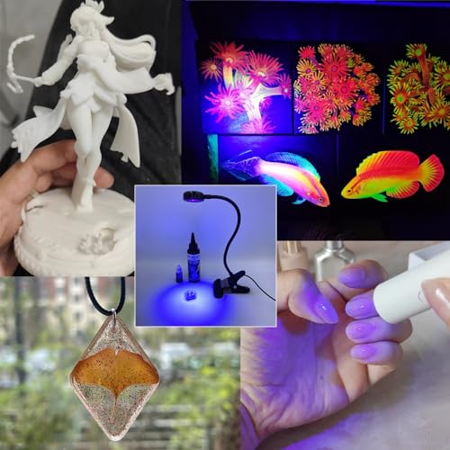 5W Gooseneck UV Light for Resin Curing, 395-405nm LED UV Curing Lamp with 12" Flexible Arm & Steel Clamp for Resin Molds, Jewelry Making, DIY Crafts, Gel X Nails, Nail Polish