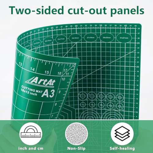ArtAt Self Healing Cutting Mat: 【5 Pack Cutting Mat 12″x 18″】 Green Double Sided Non-Slip 5 Layers PVC Durable Craft Sewing A3 Mat for Rotary Cutter - color: Green, size: 18"L x 12"W（5pcs）