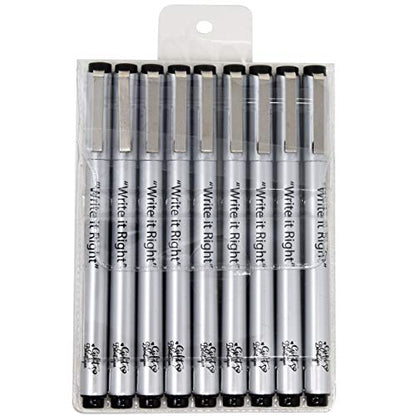 Gift Boutique Black Micro-Pen Fineliner Pigment Pens, Set of 9 Archival Ink Waterproof Brush & Calligraphy Tip Nibs For Art Technical Drawing Sketching Calligraphy Illustration Journaling Scrapbooking