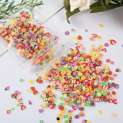 4000Pcs 3D Fruit Nail Art Slices 3D Clay Fruit Nail Rhinestones Kawaii Cartoon Grapes Watermelon Lemon Orange Nail Jewelry Strawberry Nail Gems Nail Supplies for Acrylic Nails DIY Craft Accessories - color: green