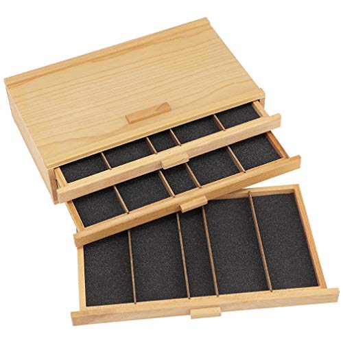 Creative Mark Pastel Storage Box, 3 Drawer Wood Box with Foam Lining, Sturdy and Stackable Art and Craft Supplies Storage Box for Artist Tools, Pens, Pencils and More, Natural Finish - size: 3 Drawer