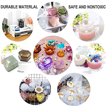 EuTengHao Resin Molds 43Pcs Silicone Molds for Resin, Epoxy Crown Shape Mold Heart Shape Mold with Mica Powder for Storage Box Jewelry Trinket Container DIY Resin Casting Crafts