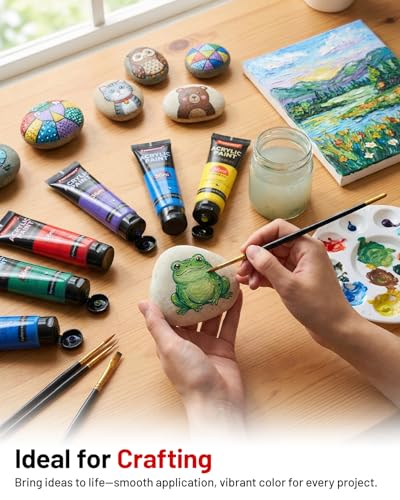 Fantastory Acrylic Paint Set 24 Tubes × 36 ml; Excellent Coverage, High Light Fastness, Waterproof Acrylic Paint, with Additional White & Gold, for Canvas, Wood, Ceramics, Models, Artists - style: 24 Colors