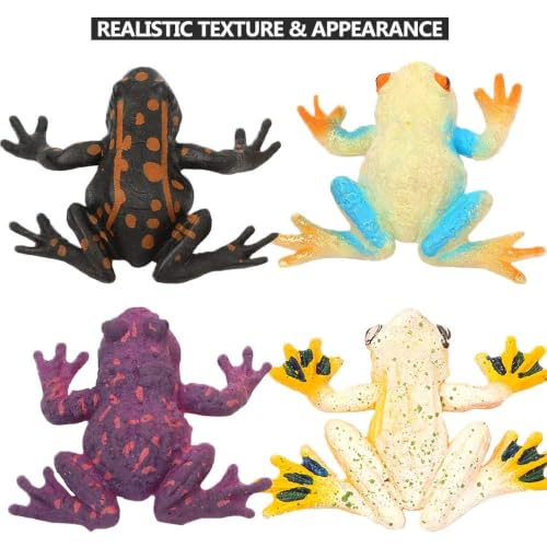 ValeforToy Mini Rubber Frog Sets, Super Stretchy TPR Material with Gift Bag, Realistic Frog Figure Toys for Boys