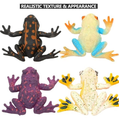 ValeforToy Mini Rubber Frog Sets, Super Stretchy TPR Material with Gift Bag, Realistic Frog Figure Toys for Boys