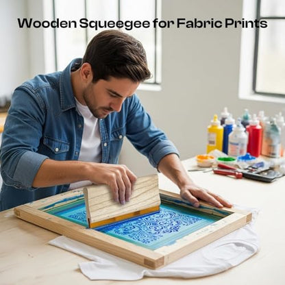 Caydo Screen Printing Frame with Screen Printing Squeegee for T-Shirts, Backpacks, Handbags DIY Printing, 8 x 10 Inch Wood Silk Screen with 110 White Mesh - size: 8 x 10 Inch