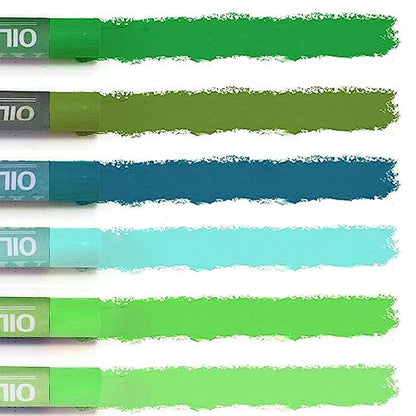 Mifuner Soft Oil Pastels Set (6 Sticks,6 Colors),Colors Heavy Oil Pastels Vibrant and Creamy,Pastel Art Supplies for Artists,Gallery Oil Painting Stick Adult Art Drawing. Green - color: Pastel-6pcs Green