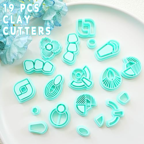 Tainsky 18 Shapes Embedded Polymer Clay Cutters - Gem Clay Jewelry Making Tools, Earring Cutters (A) - color: A Set