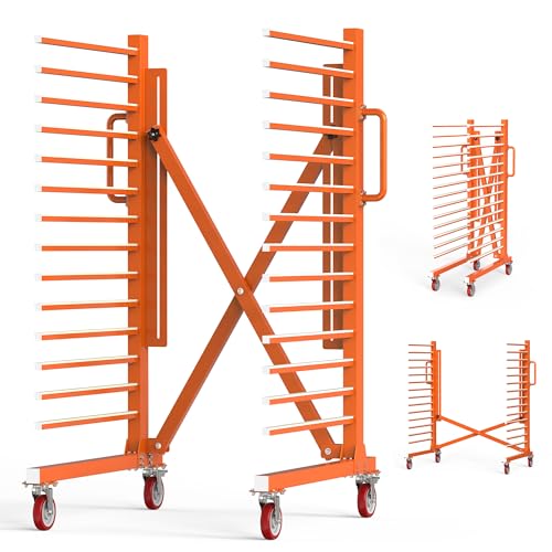 Tredre 15-Tier Paint Drying Rack with Nylon Wheels, Width Adjustable 12"-58", Heavy Duty Cabinet Door Drying Rack, 110 lbs Per Tier, Space-Saving Metal Paint Rack for Workshop, Spray Booth, Factory - color: 15-tier Rack