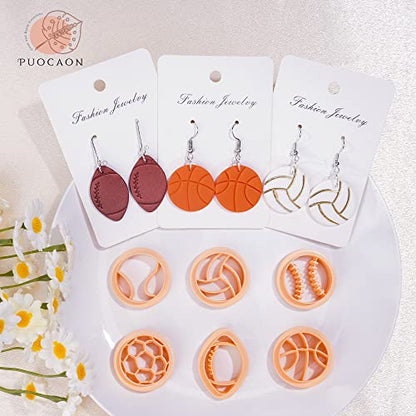 Puocaon Sports Polymer Clay Cutters - 6 Shape Sports Balls Set for Jewelry Making