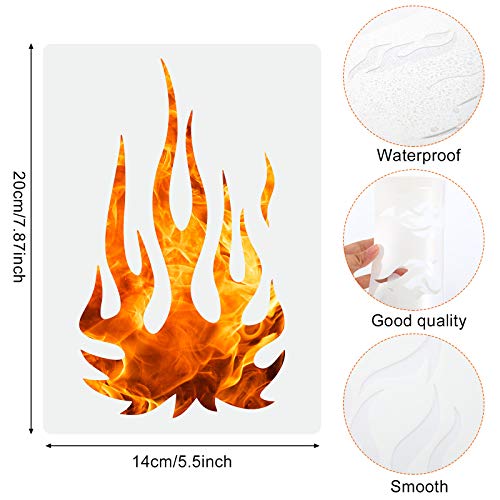 5 Sheets Flame Stencil Airbrush Flame Fire Stencil Fire Reusable Templates Painting Decor Template for Arts Window Wall Crafts Painting Decorations(7.9 x 5.5 Inch) - size: 7.9 x 5.5 Inch