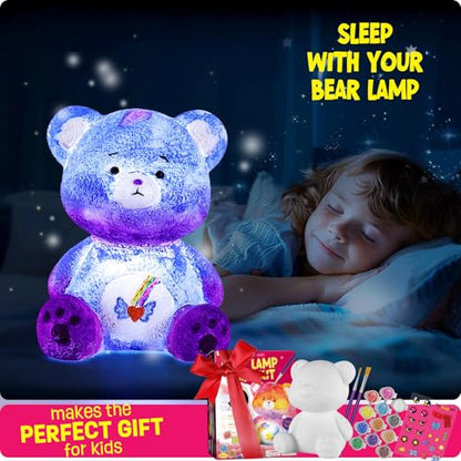 LAOESE Paint Your Own Bear Lamp Kit, Art Supplies Bear Painting Kit for Kids 6-12, Arts and Crafts for Kids Ages 8-12, Bear Toy Girls Boys Birthday Gifts for Kids Ages 3 4 5 6 7 8 9 10 11 12+ - style: Bear