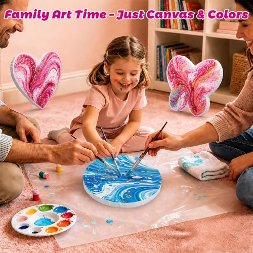 3Pack Stretched Canvas for Painting with Circle, Heart, Butterfly, 280g 100% Cotton with Seed Hulls, Acid-Free Pre-Primed Blank Canvas for Oil, Acrylic Paints, Perfect for DIY, Kids Party, Home Decor - size: 10" Canvas 3Pack