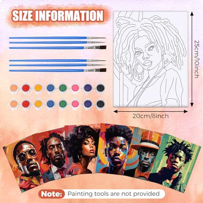 Sherr 75 Pcs 15 Set Pre Drawn Canvas Kit for Painting Craft Sip and Paint Kit for Adults Cool Gentlemen and Lady Pre Printed Canvas Painting Favor for DIY Black History Month Gifts Adult's Date Party - style: Cool Gentlemen and Lady