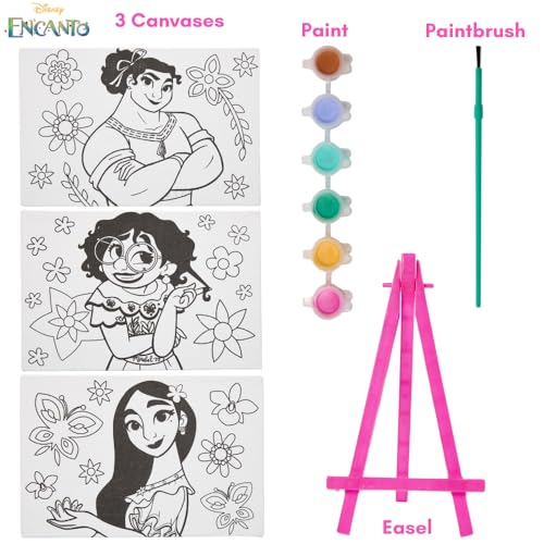 Innovative Designs Disney Encanto Canvas Paint Set for Kids with 3 Canvases, Acrylic Paint, Paintbrush, & Easel - color: Encanto