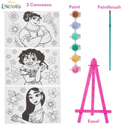 Innovative Designs Disney Encanto Canvas Paint Set for Kids with 3 Canvases, Acrylic Paint, Paintbrush, & Easel - color: Encanto