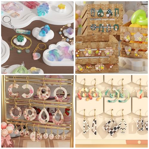Epoxy Resin Earring Molds, 328 PCs UV Resin Jewelry Molds Kit with Holes, Variety Shapes Keychain Pendant Necklace Bundle Complete Set Clearance, Silicone Molds for Teen Female - color: 328pcs Jewelry Molds