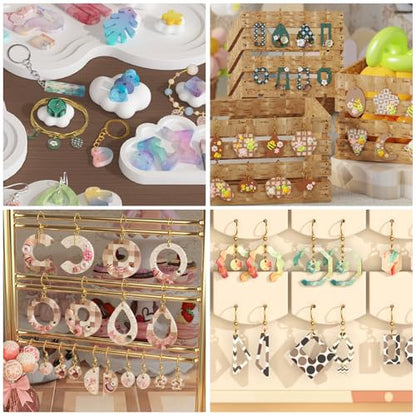 Epoxy Resin Earring Molds, 328 PCs UV Resin Jewelry Molds Kit with Holes, Variety Shapes Keychain Pendant Necklace Bundle Complete Set Clearance, Silicone Molds for Teen Female - color: 328pcs Jewelry Molds