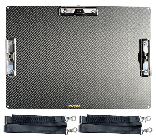 Ledge size A3 8K Super Hard&Portable Carbon Fiber Clipboard with Hook&Pen holder,Strong Low Profile Clip,Dry carbon clip board,Writing board (17.6*12.6*0.06inch+3*304 Stainless Steel Clips+2*Straps) - color: 304 Stainless Steel Clip, size: 17.6*12.6*0.06i