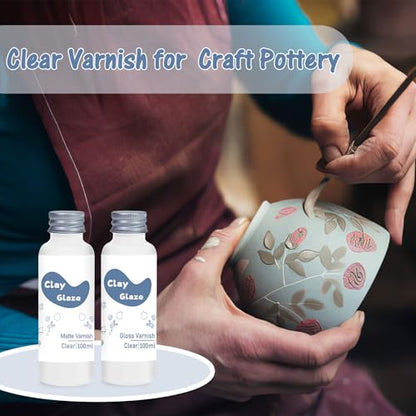 WAN2TLK Air Dry Clay Glaze 100ml, Clay Varnish for Air Drying Clay, Clear Acrylic Varnish for Craft Pottery Waterproof & Gloss Finish - size: 100ml Gloss