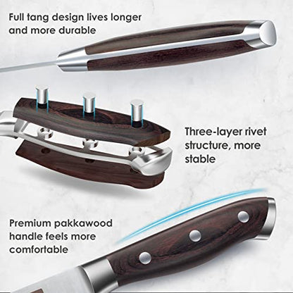 SHAN ZU Knife Set 16 pcs, Japanese Kitchen Knife with Block High Carbon Stainless Steel Ultra Sharp Knife for Kitchen, Professional Chef Knife Set with Sharpener - color: 16 PC KNIFE SET