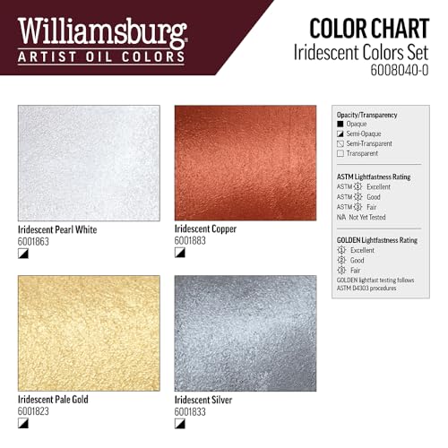 Williamsburg Artist Oil Colors by GOLDEN, Iridescent Colors Set, Professional Oil Paint