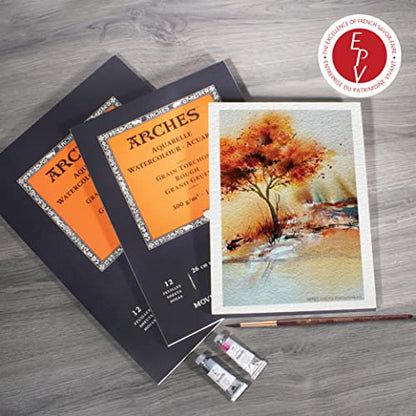 Arches Watercolor Paper 140 lb. Rough 12 Sheet Pad 9x12" - size: 9"x12", style: Rough