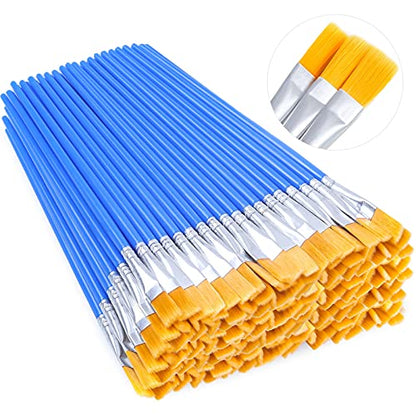 100Pcs Small Paint Brushes Bulk, Anezus Flat Top Acrylic Classroom Brush for Kids Mini Paint Brushes for Touch Up Crafts Detail Painting - style: Flat Paint Brushed