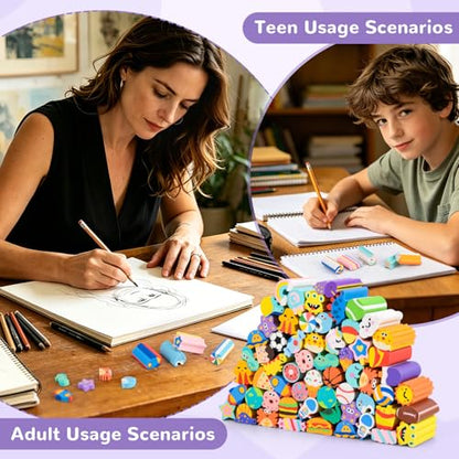 LiYiQ 60 Pcs Cute Eraser for Pencils Bulk Cute Supplies Kawaii Erasers for Classroom Fun Erasers for Classroom Supplies Party Favors Gift
