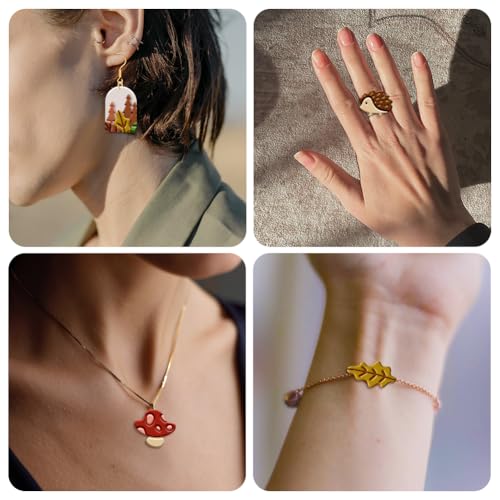 17Pcs Autumn Polymer Clay Cutters Maple Leaves Pumpkins Clay Earrings Cutters for Adults Polymer Jewelry Cutter for Earrings Making Birthday Party DIY Supplies - style: Autumn
