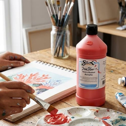 Sax Heavy Body Acrylic Paint for School and Arts and Crafts Use, Fire Red, 1 Quart - color: Fire Red, size: 32 Fl Oz (Pack of 1)