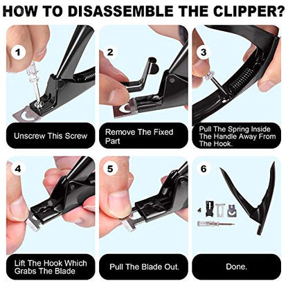 Black Premium Adjustable Stainless Steel Artificial Acrylic Fake False Nail Tip Clipper Cutter Trimmer Manicure Pedicure Sharp Blade Clip Tool For Salon Home Nail Art Beauty Design DIY - color: Metal Black