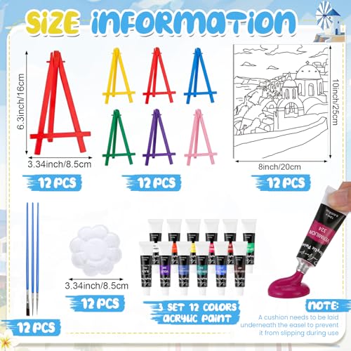 Sherr 108 Pcs 12 Set Landmarks Sip and Paint Kit for Adults 8''x10'' Pre Drawn Canvas to Paint DIY Acrylic Painting Kit Pre Printed Canvas for Date Night Easter Mothers Day Party Team Building - style: Landmarks