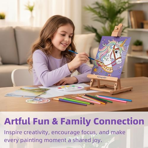 Falling in Art 46 Pcs Acrylic Paint Set with Table Easel, Art Painting Kit with Acrylic Paints, Canvas Panels, Paintbrushes, Canvas Supplies Kit for Kids, Adults, Beginners, and Artists, Purple - color: Purple