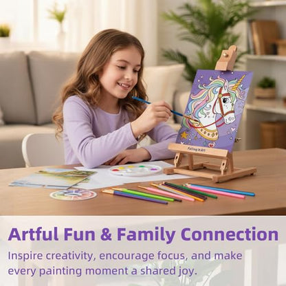 Falling in Art 46 Pcs Acrylic Paint Set with Table Easel, Art Painting Kit with Acrylic Paints, Canvas Panels, Paintbrushes, Canvas Supplies Kit for Kids, Adults, Beginners, and Artists, Purple - color: Purple
