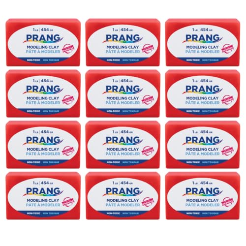 Prang Modeling Clay, Red, 1 lb. Block, Case of 12 Blocks, 192 oz. Total | Pliable, Non-Hardening, Non-Staining, Easy Clean-Up, Perfect for Preschool and Elementary Aged Children - color: Red, size: 1 lb. (Pack of 12)