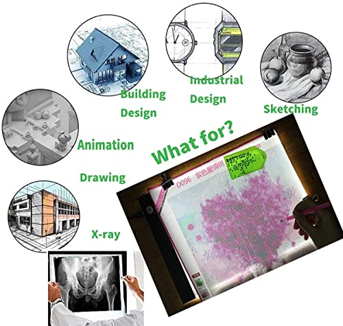 Portable A4 Tracing LED Board Light Box, Ultra-Thin Dimmable USB Cable Powered Artcraft Trace Light Pad Copy Boxes for Artists Tattoo Drawing, Sketching Tracer, Animation, X-ray