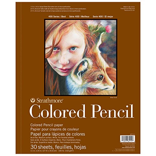 Strathmore 400 Series Wire Bound Colored Pencil Pad, 100 lb. Paper, 11 X 14 inches, 30 Sheets (477-11) - size: 11x14