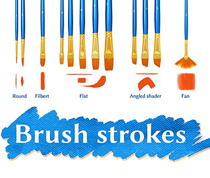 Workhorse Eco Paint Brush Art Set, 12 pcs, Synthetic Sable Bristles