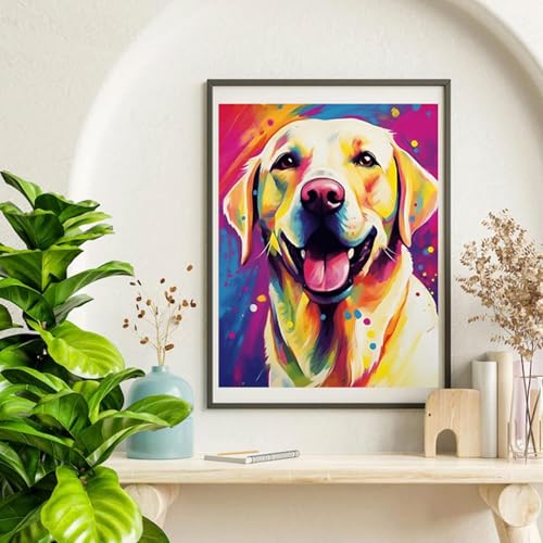 TOCARE Dog Paint by Numbers Kit for Adults Beginner,Labrador Retriever Paint by Number Canvas Kit, Acrylic Adults' Paint-by-Number Kits for Dogs Lovers 16x20inch (Without Framed) - color: TC-OPC-021