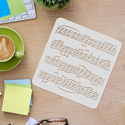 FINGERINSPIRE Music Stencils Template 11.8x11.8 inch Plastic Music Notes Drawing Painting Stencils Sheet Music Square Reusable Stencils for Painting on Wood, Floor, Wall and Tile