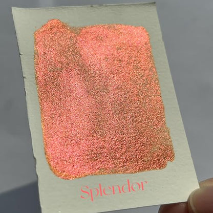 Metallic Watercolor Paint Handmade Gold Watercolour Shimmer Mica Painting Full Pan Glitter Aquarelle (Splendor) - color: Splendor (Full Pan)